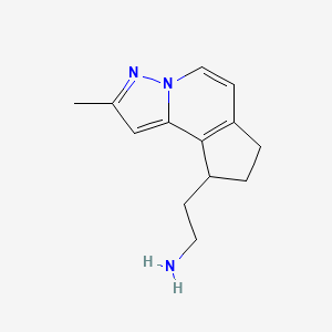 molecular formula C13H17N3 B8343178 2-(2-methyl-8,9-dihydro-7H-cyclopenta[c]pyrazolo[1,5-a]pyridin-9-yl)ethanamine 