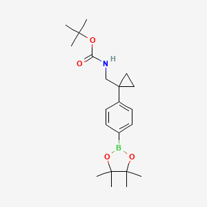 molecular formula C21H32BNO4 B8343197 tert-ButylN-({1-[4-(tetramethyl-1,3,2-dioxaborolan-2-yl)phenyl]cyclopropyl}methyl)carbamate 
