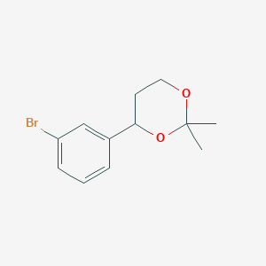 molecular formula C12H15BrO2 B8343264 4-(3-Bromophenyl)-2,2-dimethyl-1,3-dioxane 