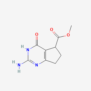 molecular formula C9H11N3O3 B8343451 methyl 2-amino-4-hydroxy-6,7-dihydro-5H-cyclopenta[d]pyrimidine-5-carboxylate 