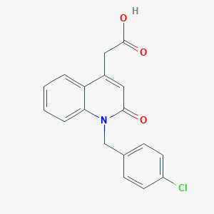 molecular formula C18H14ClNO3 B8343465 1-(4-Chlorobenzyl)-1,2-dihydro-2-oxoquinol-4-ylacetic acid 