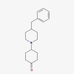 molecular formula C18H25NO B8343543 4-[4-(Phenylmethyl)-1-piperidinyl]cyclohexanone 
