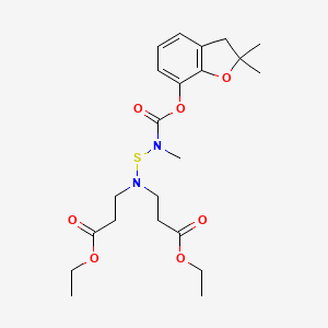 molecular formula C22H32N2O7S B8343599 beta-Alanine, N-(((((2,3-dihydro-2,2-dimethyl-7-benzofuranyl)oxy)carbonyl)methylamino)thio)-N-(3-ethoxy-3-oxopropyl)-, ethyl ester CAS No. 82560-28-9