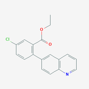 molecular formula C18H14ClNO2 B8343610 Ethyl 5-chloro-2-(quinolin-6-yl)benzoate 