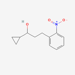 molecular formula C12H15NO3 B8343702 1-Cyclopropyl-3-(2-nitrophenyl)-propan-1-ol 