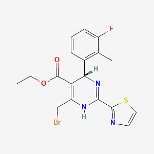 molecular formula C18H17BrFN3O2S B8343723 Ethyl (S)-6-(bromomethyl)-4-(3-fluoro-2-methylphenyl)-2-(thiazol-2-yl)-1,4-dihydropyrimidine-5-carboxylate 