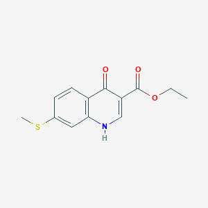 molecular formula C13H13NO3S B8343729 Ethyl 4-hydroxy-7-(methylsulfanyl)-3-quinolinecarboxylate 