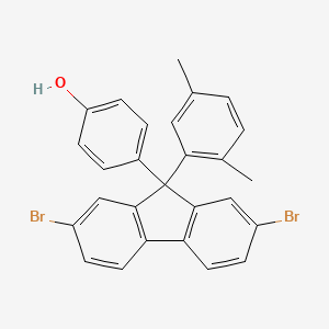 molecular formula C27H20Br2O B8343735 2,7-Dibromo-9-(2,5-dimethylphenyl)-9-(4-hydroxyphenyl)fluorene 