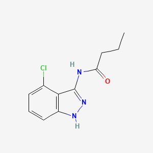 molecular formula C11H12ClN3O B8343760 N-[4-chloro-1H-indazol-3-yl]butanamide 