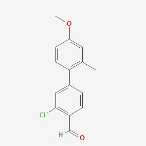 molecular formula C15H13ClO2 B8343942 3-Chloro-4'-methoxy-2'-methyl-1,1'-biphenyl-4-carbaldehyde 