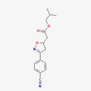 molecular formula C16H18N2O3 B8343950 [3-(4-Cyanophenyl)-2-isoxazolin-5-yl]acetic acid isobutyl ester 