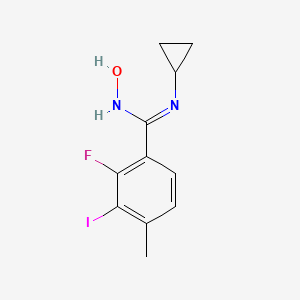 molecular formula C11H12FIN2O B8343995 N-cyclopropyl-2-fluoro-N'-hydroxy-3-iodo-4-methylbenzamidine 