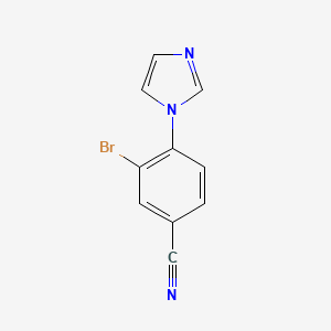 molecular formula C10H6BrN3 B8344013 1-(2-Bromo-4-cyanophenyl)imidazole 