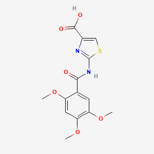 molecular formula C14H14N2O6S B8344186 2-[N-(2,4,5-trimethoxybenzoyl)amino]-4-(hydroxycarbonyl)-1,3-thiazole 