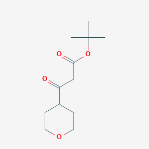 molecular formula C12H20O4 B8344196 3-Oxo-3-(tetrahydro-pyran-4-yl)-propionic Acid Tert-butyl Ester 