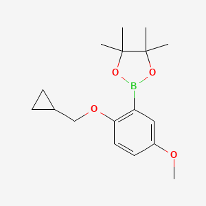 molecular formula C17H25BO4 B8344203 2-(2-Cyclopropylmethoxy-5-methoxy-phenyl)-4,4,5,5-tetramethyl-[1,3,2]dioxaborolane 