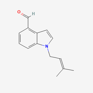 molecular formula C14H15NO B8344262 1-(3-Methyl-2-butenyl)indole-4-carbaldehyde 