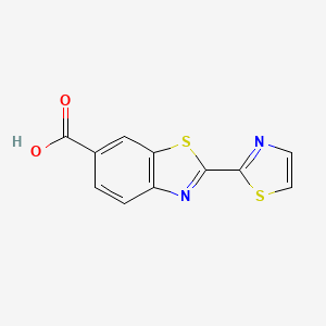 molecular formula C11H6N2O2S2 B8344312 2-(Thiazol-2-yl)benzo[d]thiazole-6-carboxylic acid 