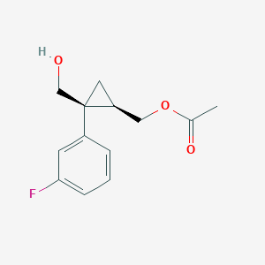 molecular formula C13H15FO3 B8344370 ((1R,2S)-2-(3-fluorophenyl)-2-(hydroxymethyl)cyclopropyl)methyl acetate 