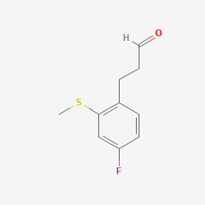 molecular formula C10H11FOS B8344433 3-(4-Fluoro-2-methylsulfanyl-phenyl)-propionaldehyde 