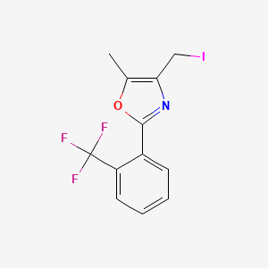 molecular formula C12H9F3INO B8344556 4-Iodomethyl-5-methyl-2-(2-trifluoromethylphenyl)oxazole 