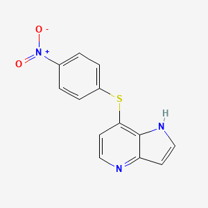 molecular formula C13H9N3O2S B8344579 7-(4-nitrophenylthio)-1H-pyrrolo[3,2-b]pyridine 