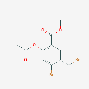 molecular formula C11H10Br2O4 B8344603 Methyl 2-(acetyloxy)-4-bromo-5-(bromomethyl)benzoate 