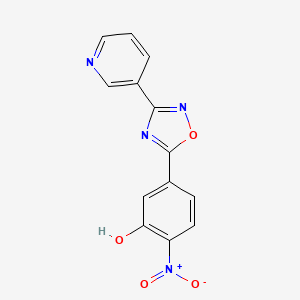 molecular formula C13H8N4O4 B8344621 2-Nitro-5-(3-(pyridin-3-yl)-1,2,4-oxadiazol-5-yl)phenol 