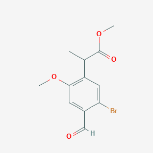 molecular formula C12H13BrO4 B8344634 Methyl 2-(5-bromo-4-formyl-2-methoxyphenyl)propionate 