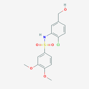 molecular formula C15H16ClNO5S B8344657 N-(2-chloro-5-hydroxymethyl-phenyl)-3,4-dimethoxy-benzenesulfonamide 