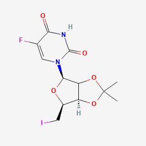 molecular formula C12H14FIN2O5 B8344830 1-[(4R,6S,6aR)-6-(iodomethyl)-2,2-dimethyl-3a,4,6,6a-tetrahydrofuro[3,4-d][1,3]dioxol-4-yl]-5-fluoropyrimidine-2,4-dione 