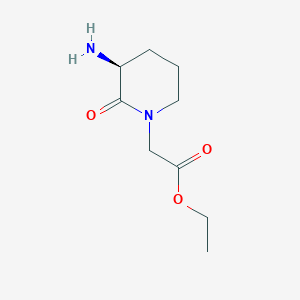 molecular formula C9H16N2O3 B8344898 (S)-3-Amino-2-oxo-1-piperidineacetic acid, Ethyl ester CAS No. 95582-19-7