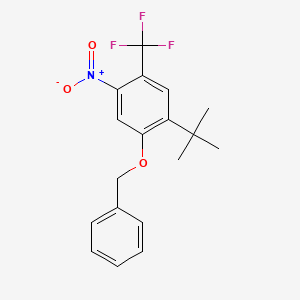 molecular formula C18H18F3NO3 B8344905 1-Tert-butyl-2-(benzyloxy)-5-(trifluoromethyl)-4-nitrobenzene 