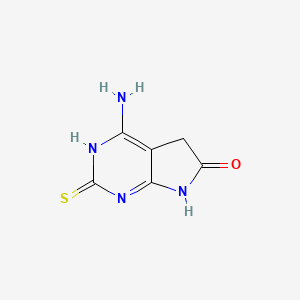 molecular formula C6H6N4OS B8344913 4-amino-5,7-dihydro-2-mercapto-6H-pyrrolo[2,3-d]pyrimidin-6-one 