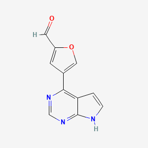 molecular formula C11H7N3O2 B8345030 4-(7H-pyrrolo[2,3-d]pyrimidin-4-yl)furan-2-carbaldehyde 