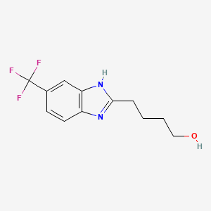 molecular formula C12H13F3N2O B8345054 4-(5-Trifluoromethyl-1H-benzoimidazol-2-yl)-butan-1-ol 