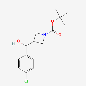 molecular formula C15H20ClNO3 B8345107 3-[(4-Chloro-phenyl)-hydroxy-methyl]-azetidine-1-carboxylic acid tert-butyl ester 