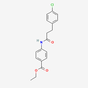 molecular formula C18H18ClNO3 B8345198 4-(p-Chlorohydrocinnamamido)benzoic acid, ethyl ester 