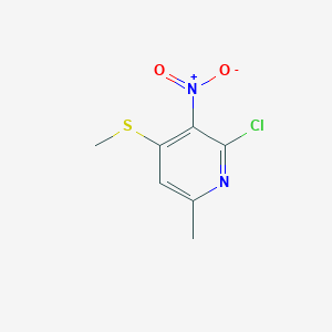 molecular formula C7H7ClN2O2S B8345210 2-Chloro-6-methyl-4-methylthio-3-nitropyridine 