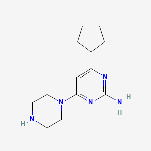 molecular formula C13H21N5 B8345253 4-Cyclopentyl-6-piperazin-1-yl-pyrimidin-2-ylamine 