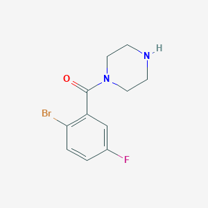 molecular formula C11H12BrFN2O B8345327 (2-Bromo-5-fluoro-phenyl)-piperazin-1-yl-methanone 