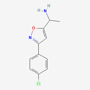 molecular formula C11H11ClN2O B8345332 1-(3-(4-Chlorophenyl)isoxazol-5-yl)ethanamine 