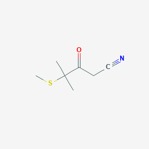 molecular formula C7H11NOS B8345338 4-Methyl-4-methylsulfanyl-3-oxo-pentanenitrile 