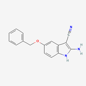 molecular formula C16H13N3O B8345405 5-benzyloxy-2-amino-1H-indole-3-carbonitrile 