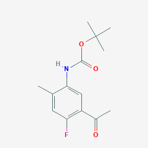 molecular formula C14H18FNO3 B8345414 (5-Acetyl-4-fluoro-2-methyl-phenyl)-carbamic acid tert-butyl ester 