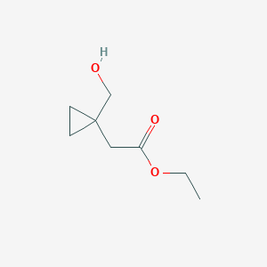 molecular formula C8H14O3 B8345459 Ethyl 2-(1-(hydroxymethyl)cyclopropyl)acetate 