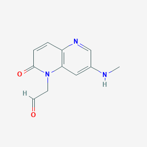 molecular formula C11H11N3O2 B8345508 (7-(methylamino)-2-oxo-1,5-naphthyridin-1(2H)-yl)acetaldehyde 