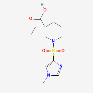 molecular formula C12H19N3O4S B8345569 3-Ethyl-1-[(1-methyl-1H-imidazol-4-yl)sulfonyl]piperidine-3-carboxylic Acid 