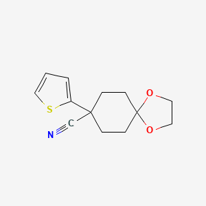 molecular formula C13H15NO2S B8345700 8-Cyano-8-(thiophen-2-yl)-1,4-dioxaspiro[4.5]decane 