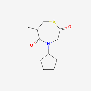 molecular formula C11H17NO2S B8345873 4-Cyclopentyl-6,7-dihydro-6-methyl-1,4-thiazepin-2,5-(3H,4H)-dione 